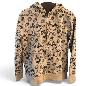 Disney Spotted Zebra Unisex XL Gray Full Zip Hoodie Mickey Mouse Graphic Print